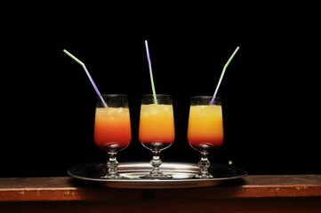 Night cocktails with straw