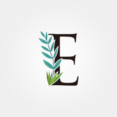 Nature Green Flower E Letter Logo