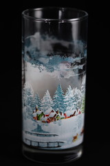 Hand Painted  Glass  with winter landscape un white background