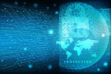 2d illustration Safety concept: Closed Padlock on digital background