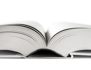 Open blank dictionary, book on white background
