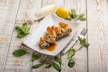 stuffed roll with sage spinach