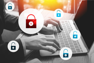 Login screen for internet security concept protecting your data.  PC and computer protection from spies and thieves.