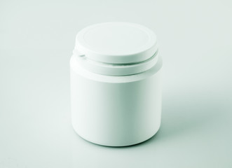 Plastic drug pills bottle