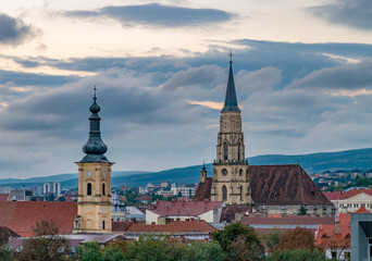 The Franciscan Church and St. Michael's Church in Cluj-Napoca, Romania