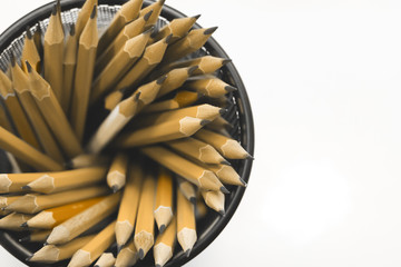 pencils on white background