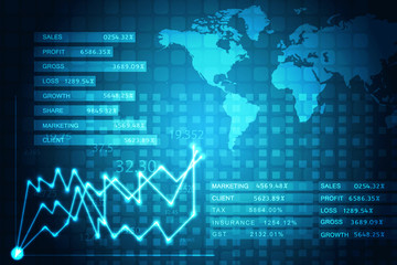 2d rendering Stock market online business concept. business Graph 