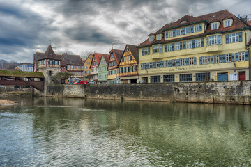 Schwaebisch Hall, Germany - 19 February 2019: The streets of Schwaebisch Hall