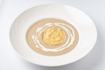 mushroom cream soup, top view