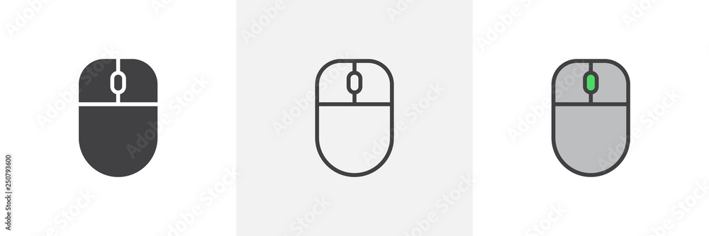 Fototapete computer mouse icon. line, glyph and filled outline colorful version, mice outline and filled vector