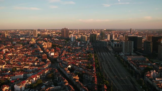 Aerial Belgium Brussels June 2018 Sunset 30mm 4K Inspire 2 Prores  Aerial video of Brussels Belgium downtown at sunset