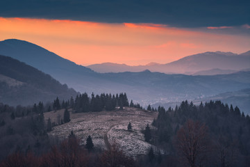 Fototapeta premium Colorful evening in a Carpathians