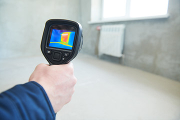 thermal imaging camera inspection for temperature check and finding heating pipes