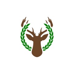 Silhouette head deer, Deer head illustration icon, Laurel