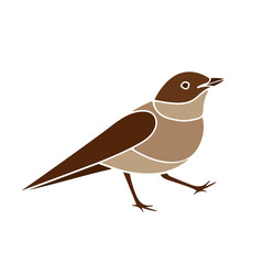 Stylized nightingale bird silhouette isolated on white.