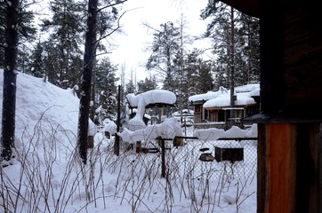 Village lapon en pleine campagne aux alentours de Levi (Nord de la Finlande)