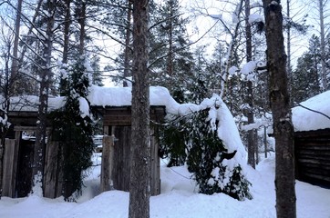 Village lapon en pleine campagne aux alentours de Levi (Nord de la Finlande)