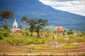 Fototapeta premium Newly casino resort hotel building at Chong Arn Ma, Thai-Cambodia border crossing (called the An Ses in Cambodia) opposite to Ubon Ratchathani, Thailand.