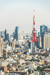 Obraz premium city skyline aerial view of tokyo tower in Japan