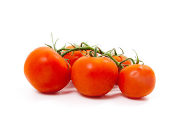 Bunch of red tomatoes on white background