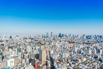 Fototapeta na wymiar city skyline aerial view of tokyo tower in Japan