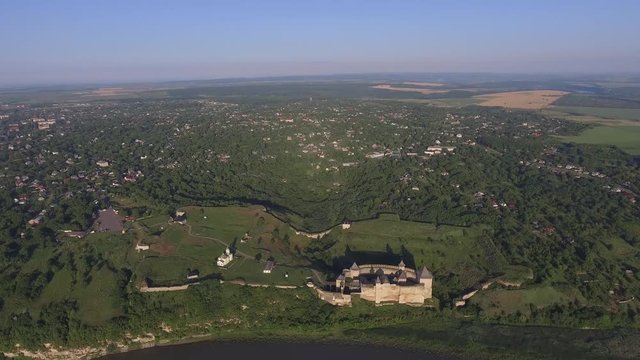 Hotin 2018 Ukraine. Aerial Khotyn fortress.