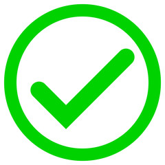 Check marks - green tick icon inside of circle - vector