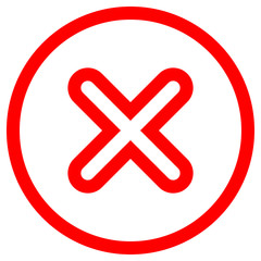 Check marks - red cross icon inside of circle outline - vector