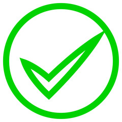 Check marks - green tick icon inside of circle outline - vector