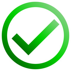 Check marks - green gradient, tick icon inside of circle - vector