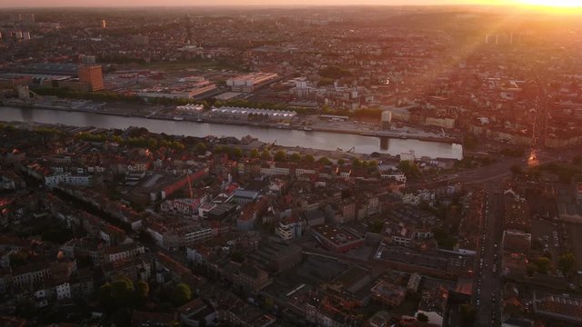 Aerial Belgium Brussels June 2018 Sunset 30mm 4K Inspire 2 Prores  Aerial video of Brussels Belgium downtown at sunset