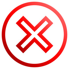 Obraz premium Check marks - red gradient outline, cross icon inside of circle - vector