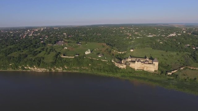 Hotin 2018 Ukraine. Aerial Khotyn fortress.