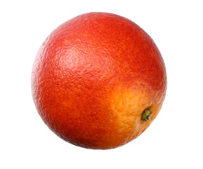 one red blood orange fruit isolated on white background