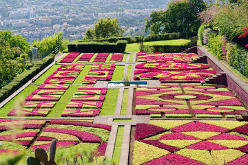 View over the botanical garden Jardim Botanico in Monte on Portuguese island of Madeira