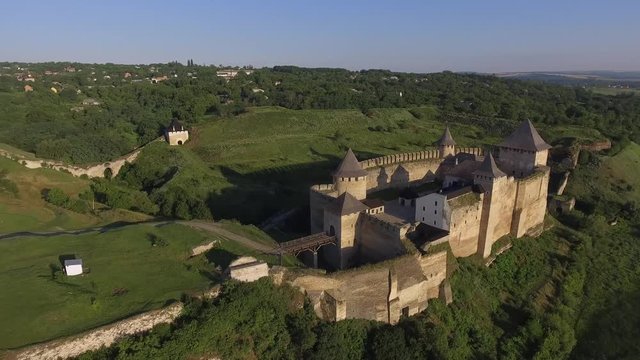 Hotin 2018 Ukraine. Aerial Khotyn fortress.