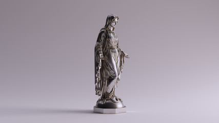 Silver Virgin Mary Mother of Jesus Statue 3d illustration 3d render