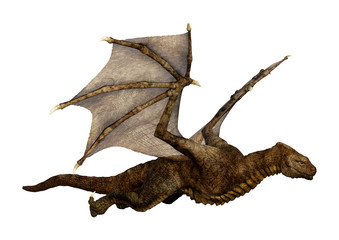 3D Rendering Fairy Tale Dragon on White