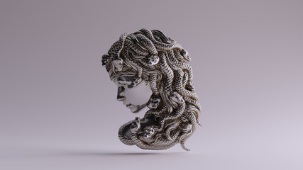 Antique Silver Medusa Bas Relief 3d illustration 3d render © paul