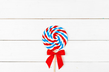 sugar lollipop on the wooden table