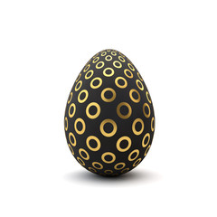 Gold and black pattern luxury easter egg. 3D Rendering