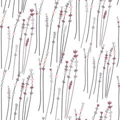 Vector floral seamless pattern with lavender flowers in pastel colors. Perfect for invitation cards, posters, banners, web design.