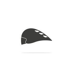 Monochrome vector illustration of a bicycle helmet, isolated on a white background.