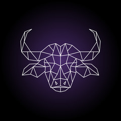 Buffalo head in geometric style. Wild animal. Vector illustration.