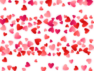 Red flying hearts bright love passion vector background.