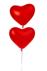 Air Balloons. Bunch of red heart shaped foil balloons
