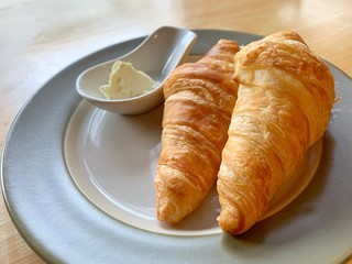 Close up of croissant on the plate 