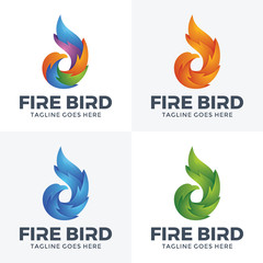 Obraz premium Modern Fire bird logo with 3D style.