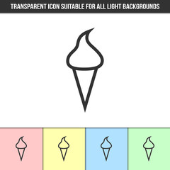 Simple outline transparent ice cream icon on different types of light backgrounds