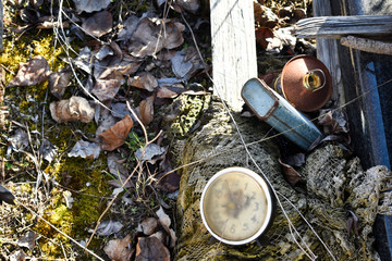 Used junk, waste laying on the ground